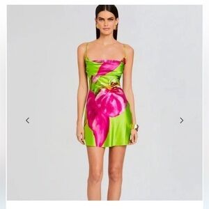 RETROFETE Azura Silk Dress - Lime Anthurium size XS